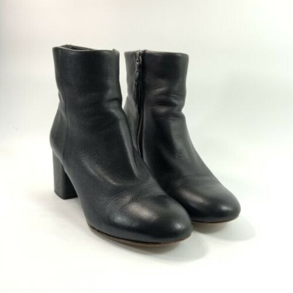 Splendid Pebbled Leather Ankle Block Heel Bootie Black 9.5 - Picture 11 of 11